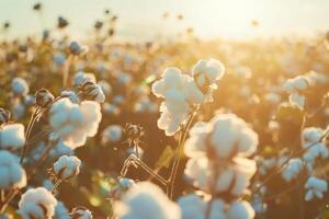 Cotton field at sunset photo