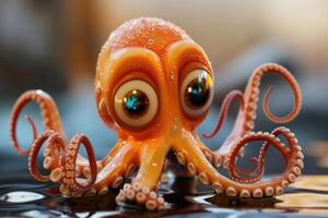 An orange octopus with big eyes and a big nose photo
