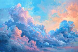 Clouds in the sky, painting by digital artist photo