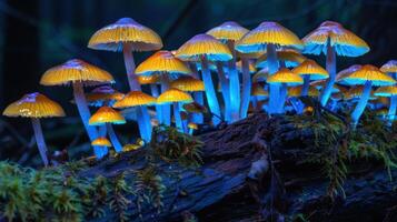 Mushrooms glowing in the dark photo