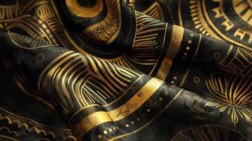 Golden tribal pattern fabric photo