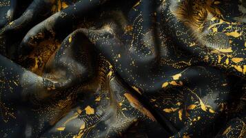 A black and gold silk scarf with splatters photo
