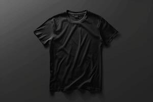 Black t - shirt mockup on a gray background photo