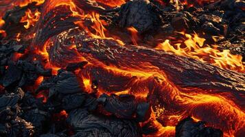 Lava flowing from the ground in a lava field photo