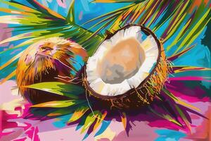 Coconut oil painting on canvas photo