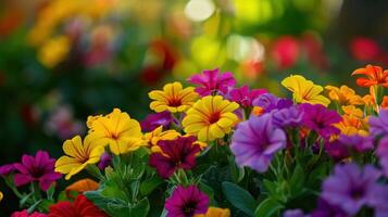 Colorful flowers are shown in a garden photo