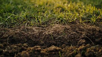 A close up of a dirt patch in the grass photo