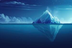 Iceberg in the ocean with clouds and stars photo
