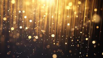 Golden lights on a black background photo
