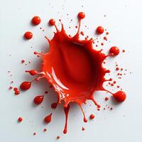 Drizzle of fiery harissa sauce creating an abstract splash on a white background vibrant and bold photo