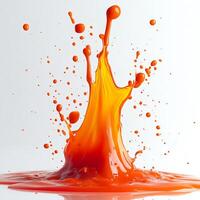 Drizzle of fiery harissa sauce creating an abstract splash on a white background vibrant and bold photo