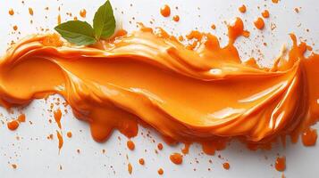 Drizzle of spicy sriracha mayo creating a bold and vibrant texture on a pristine white background photo