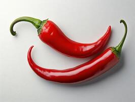 Fresh red chili pepper sliced lengthwise displayed on a clean white background bold and spicy photo