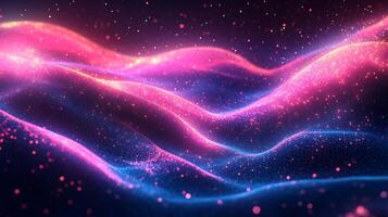 Abstract futuristic background neon blue and pink light flowing wave lines vibrant gradient and geometric shapes Energetic digital design with techinspired motion and glow photo