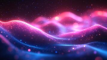 Abstract futuristic background neon blue and pink light flowing wave lines vibrant gradient and geometric shapes Energetic digital design with techinspired motion and glow photo