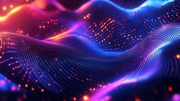 Abstract futuristic design glowing neon light flowing wave pattern geometric shapes and vibrant gradient Dynamic digital texture with threedimensional motion photo