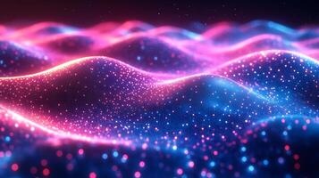 Abstract futuristic background neon blue and pink light flowing wave lines vibrant gradient and geometric shapes Energetic digital design with techinspired motion and glow photo