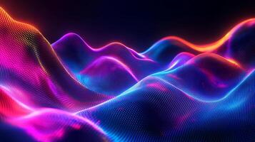 Abstract futuristic design glowing neon light flowing wave pattern geometric shapes and vibrant gradient Dynamic digital texture with threedimensional motion photo