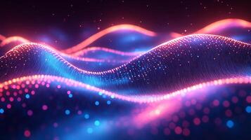 Abstract futuristic wallpaper dynamic wave flow blue and pink neon glow geometric patterns and modern digital texture Vibrant tech aesthetic with energy and motion photo