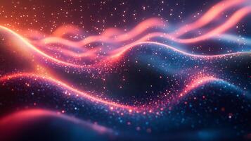 Abstract futuristic wallpaper dynamic wave flow blue and pink neon glow geometric patterns and modern digital texture Vibrant tech aesthetic with energy and motion photo