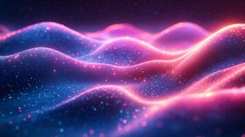 Abstract futuristic wave glowing neon spectrum vibrant blue and pink hues geometric shapes and dynamic motion Techinspired design with threedimensional texture photo