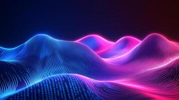 Abstract geometric wave glowing neon light blue and pink hues flowing lines and vibrant gradient Threedimensional tech design with dynamic motion photo