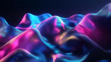 Abstract geometric wave glowing neon light blue and pink hues flowing lines and vibrant gradient Threedimensional tech design with dynamic motion photo