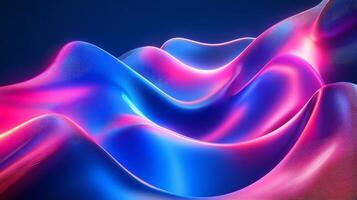Abstract geometric wave glowing neon light blue and pink hues flowing lines and vibrant gradient Threedimensional tech design with dynamic motion photo