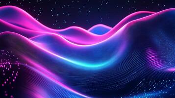 Abstract geometric wave glowing neon light blue and pink hues flowing lines and vibrant gradient Threedimensional tech design with dynamic motion photo