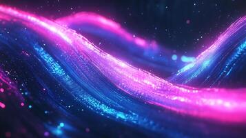 Abstract geometric wave glowing neon blue and pink light vibrant gradient and dynamic flow Techinspired digital pattern with energy and sleek motion photo