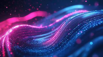 Abstract geometric wave glowing neon blue and pink light vibrant gradient and dynamic flow Techinspired digital pattern with energy and sleek motion photo