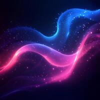 Abstract neon wave glowing blue and pink light geometric shapes flowing lines and vibrant gradient Techinspired digital design with motion and energy photo