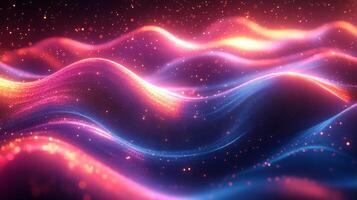 Dynamic neon waves flowing lines glowing blue and pink light geometric shapes and vibrant gradient Techinspired digital design with energy and modern motion photo