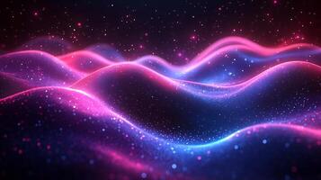 Dynamic neon waves flowing lines glowing blue and pink light geometric shapes and vibrant gradient Techinspired digital design with energy and modern motion photo