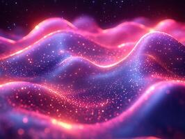 Dynamic wave flow neon blue and pink light abstract geometric shapes gradient hues and modern digital texture Futuristic techinspired design with energy and motion photo