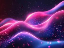 Futuristic abstract design neon wave lines glowing blue and pink hues and geometric shapes Techinspired digital background with dynamic motion and vibrant energy photo