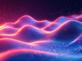 Futuristic abstract design neon wave lines glowing blue and pink hues and geometric shapes Techinspired digital background with dynamic motion and vibrant energy photo