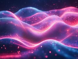 Futuristic abstract design neon wave lines glowing blue and pink hues and geometric shapes Techinspired digital background with dynamic motion and vibrant energy photo