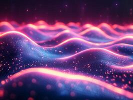 Futuristic abstract design neon wave lines glowing blue and pink hues and geometric shapes Techinspired digital background with dynamic motion and vibrant energy photo
