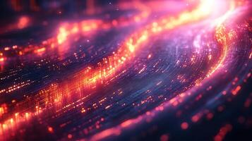 Futuristic digital background flowing neon wave glowing spectrum geometric shapes and vibrant colors Techinspired design with dynamic energy and motion photo