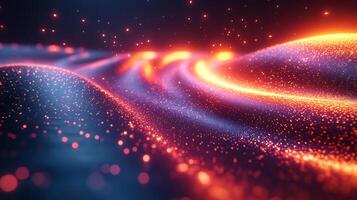 Futuristic digital background flowing neon wave glowing spectrum geometric shapes and vibrant colors Techinspired design with dynamic energy and motion photo