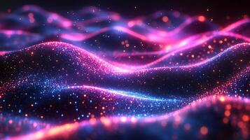 Futuristic digital background flowing neon wave glowing spectrum geometric shapes and vibrant colors Techinspired design with dynamic energy and motion photo