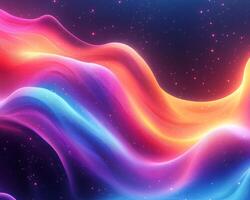 Futuristic digital background vibrant neon lights flowing waves geometric shapes and gradient colors Techinspired modern design with glowing spectrum and sleek texture photo