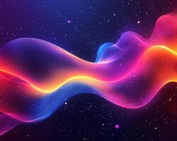 Futuristic digital background vibrant neon lights flowing waves geometric shapes and gradient colors Techinspired modern design with glowing spectrum and sleek texture photo