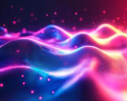 Futuristic neon background flowing wave lines geometric shapes and vibrant blue and pink light Dynamic techinspired digital design with modern energy and motion photo
