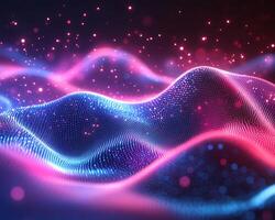 Futuristic neon background flowing wave lines geometric shapes and vibrant blue and pink light Dynamic techinspired digital design with modern energy and motion photo