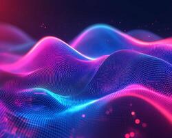 Futuristic neon background flowing wave lines geometric shapes and vibrant blue and pink light Dynamic techinspired digital design with modern energy and motion photo