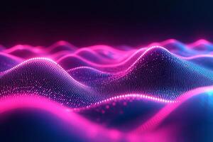Futuristic neon wave glowing spectrum geometric patterns and vibrant gradient of pink and blue Dynamic motion with sleek digital texture and techinspired design photo