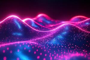 Futuristic neon wave glowing spectrum geometric patterns and vibrant gradient of pink and blue Dynamic motion with sleek digital texture and techinspired design photo