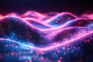 Glowing neon digital background flowing wave pattern blue and pink light geometric shapes and techinspired texture Vibrant and energetic futuristic design photo